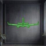Modern A320 Neo neon wall art, laser-cut steel with matte finish, ready to hang with 3D floating effect