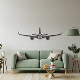 A350 airliner front view wall décor in textured matte steel for aviation interiors 