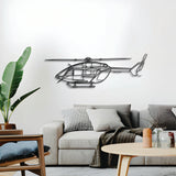 EC‑145 multi‑role helicopter 3D metal décor, floating 1 cm from wall, ready‑to‑hang centerpiece