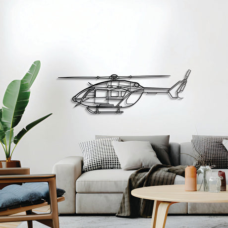 EC‑145 multi‑role helicopter 3D metal décor, floating 1 cm from wall, ready‑to‑hang centerpiece