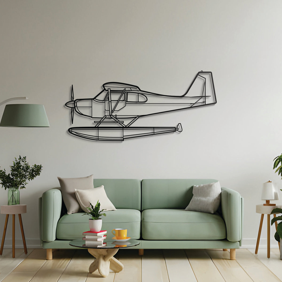 Citabria metal wall décor – precision laser‑cut two-seat light plane profile floating off the wall for layered visual appeal and taildragger charm