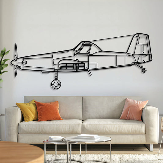 AT‑500 metal aircraft wall art, laser‑cut 2 mm steel with matte powder coat and floating 3D effect
