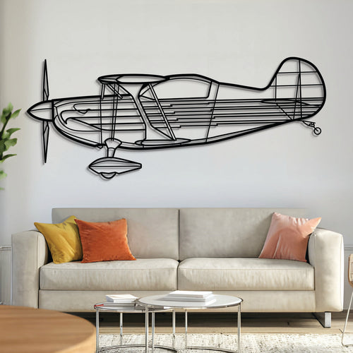 Eagle II biplane metal wall art – laser-cut matte black steel aircraft silhouette décor