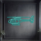 Matte‑finish EC120 Colibri neon aircraft wall art—thoughtful gift for pilot graduations, flight milestones, or home aviation décor