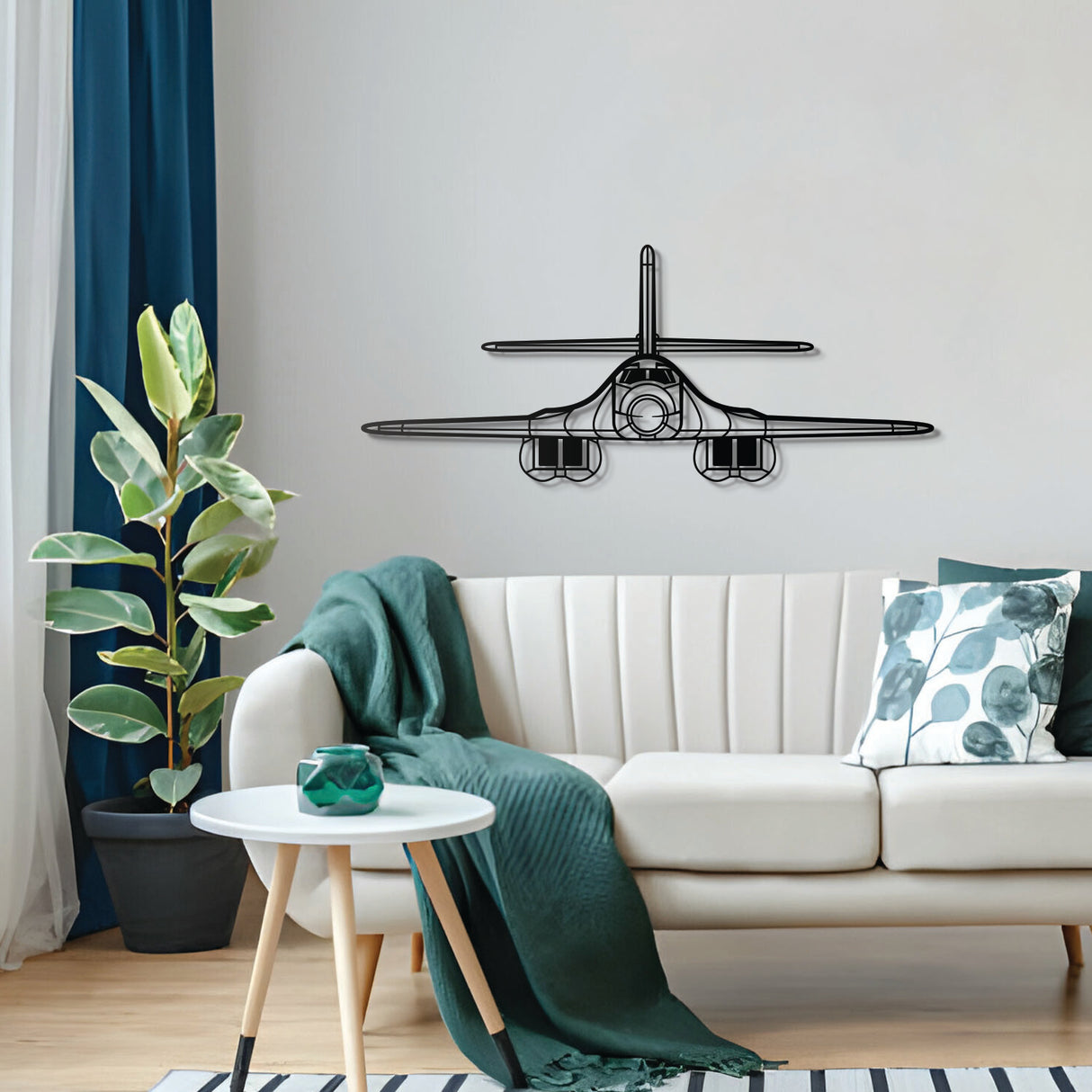 Strategic bomber B‑1 Lancer wall art – durable powder‑coated steel, textured and dyed, floats off wall for dimensional appeal