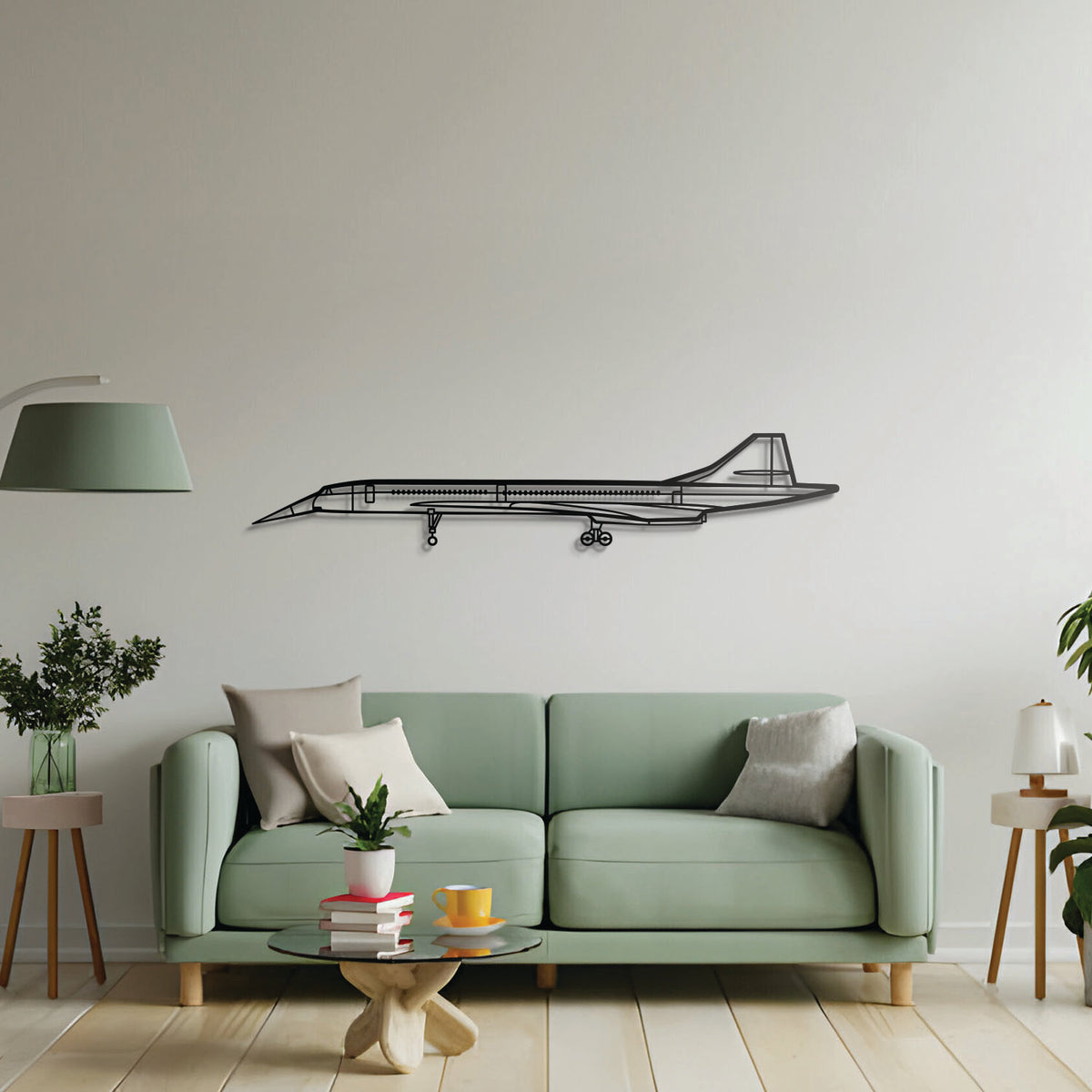 BAC Concorde supersonic jet metal wall décor – powder-coated matte black steel silhouette gift for aviation enthusiasts