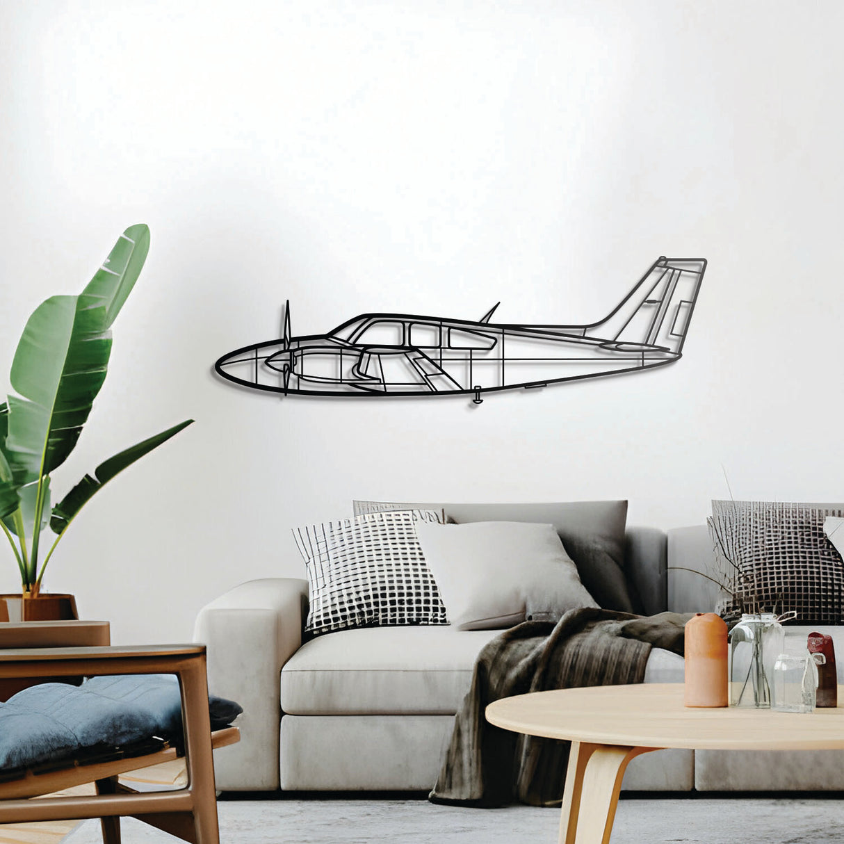 Beech Baron 95‑B55 airplane metal wall art – handcrafted aviation piece for enthusiasts and pilots
