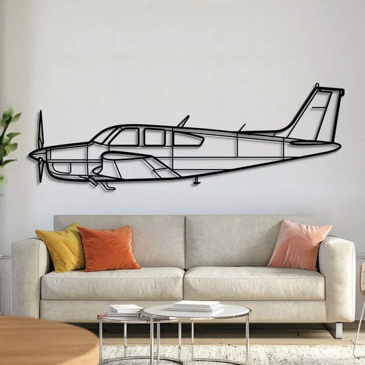 Beechcraft F33A Bonanza V-tail four‑seat light aircraft silhouette – laser‑cut 2 mm steel, textured matte powder‑coat finish, ready to hang