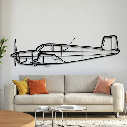 Beechcraft F35 Bonanza V‑tail light aircraft wall art, laser‑cut 2 mm textured steel with matte finish