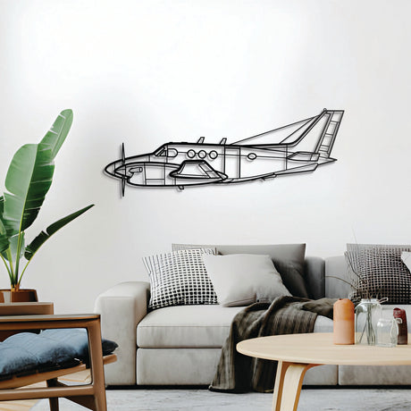 King Air C90A wall décor – elevated slightly off the wall with spacers for a refined 3D shadow effect showcasing its distinctive high‑performance turboprop profile