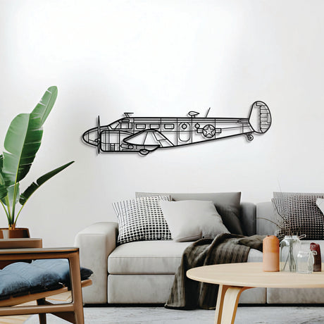 RC‑45 Tracker wall decor – raised 1 cm from wall using elevation screws to create a 3D shadow effect with aviation heritage appeal