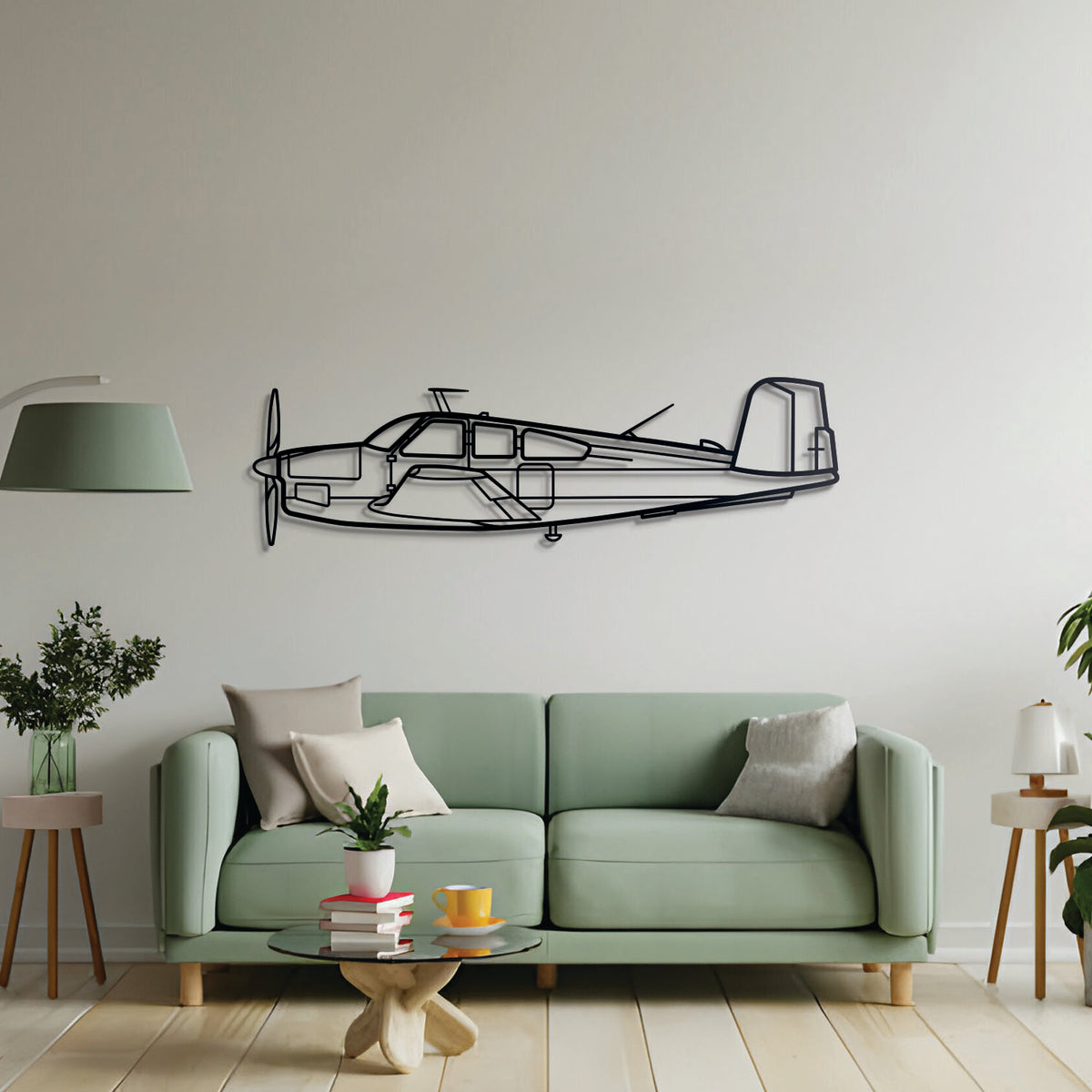 Bonanza V35 aircraft metal wall piece – iconic light aircraft design in matte-finish steel, perfect gift for pilots and avgeeks