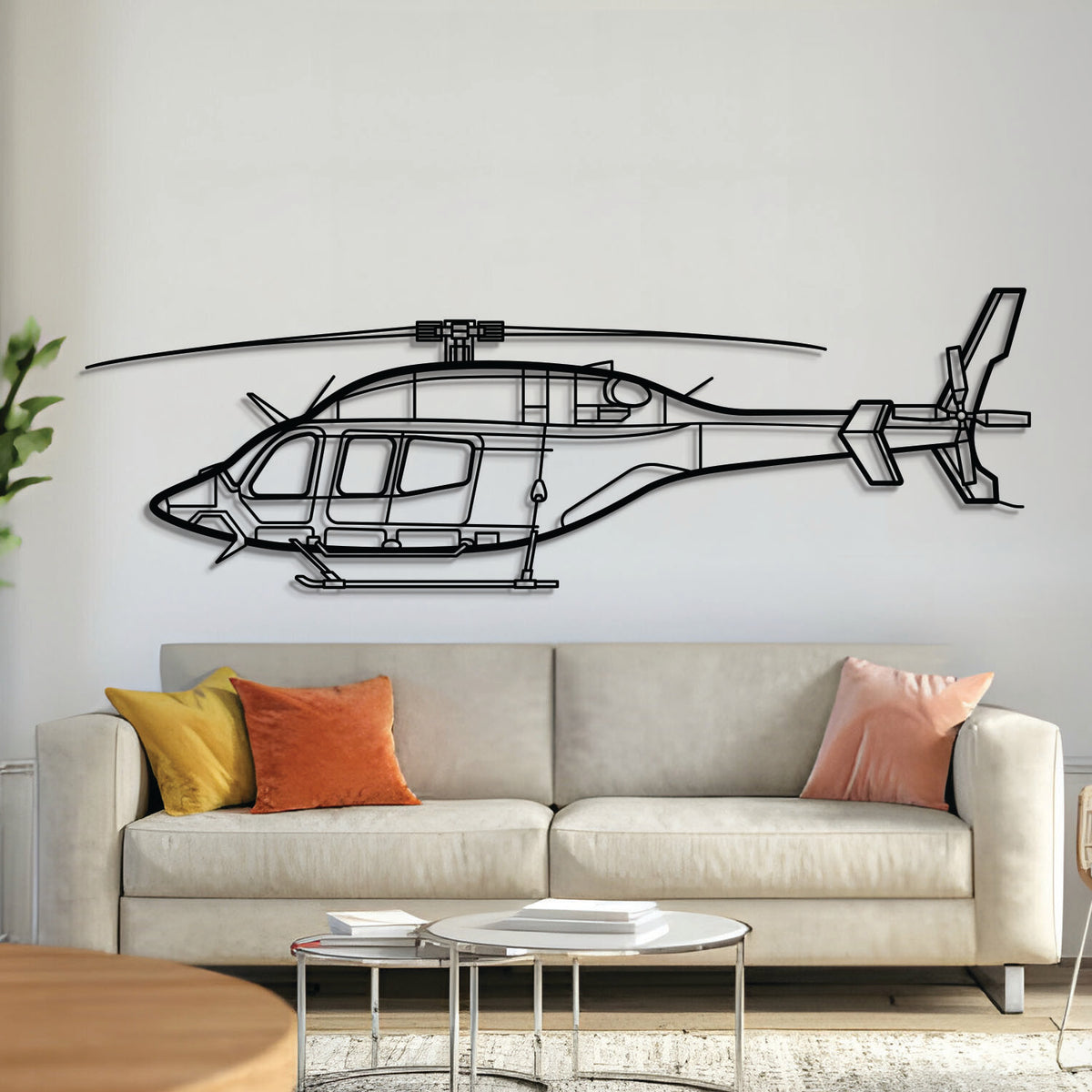 Bell 429 GlobalRanger helicopter silhouette metal wall art – laser‑cut 2 mm steel, textured matte powder‑coat, ready to hang