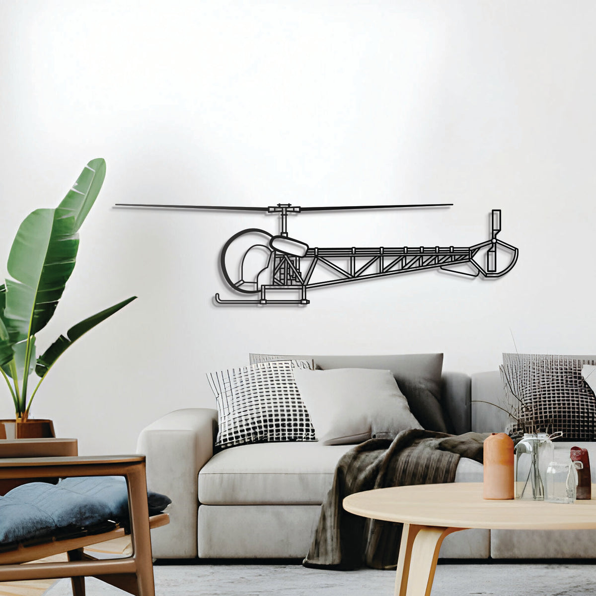 47 aircraft wall décor – elevated 1 cm from the wall using elevation screws for a subtle 3D shadow effect