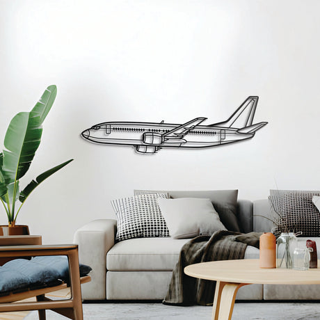 737-300 twin-engine jet silhouette décor, elevated 1 cm from wall, ready-to-hang aviation art