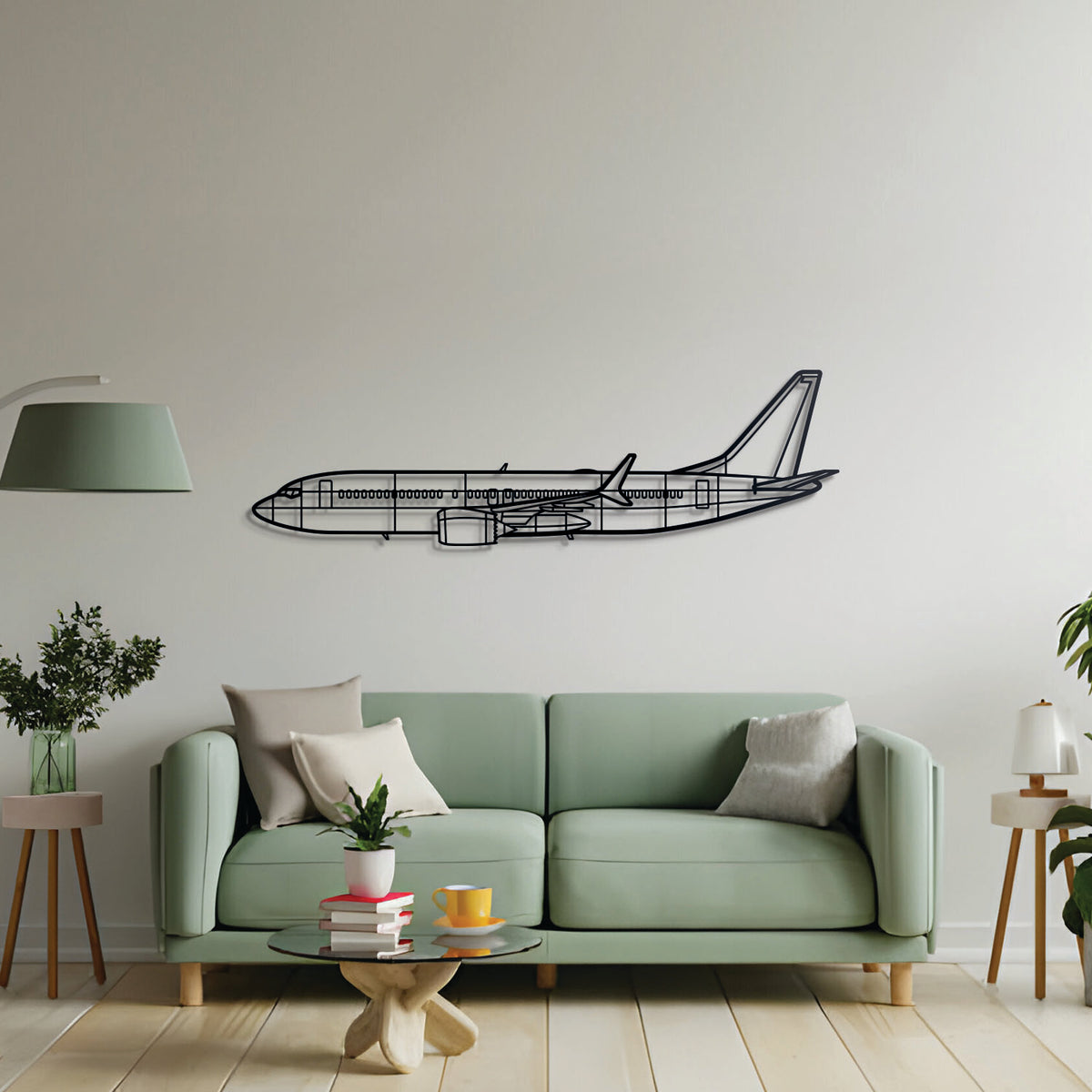 737 airliner wall décor in textured matte steel, perfect for hangar or modern interiors