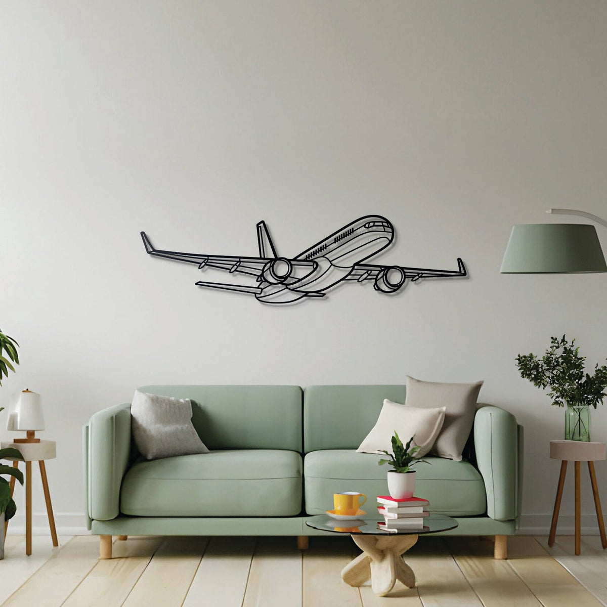 757‑200 airliner wall décor in textured powder‑coated steel, ready for modern interiors