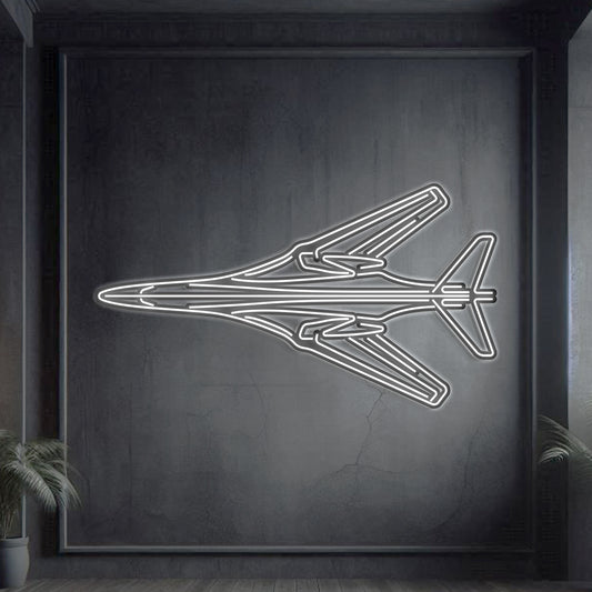 B-1B Lancer laser-cut 2 mm steel neon wall art with matte powder coat and 3D effect