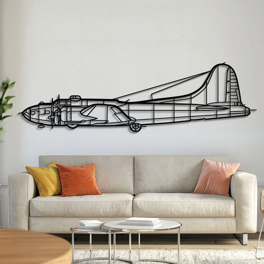 B‑17 Flying Fortress front silhouette — laser-cut black metal wall art with floating 3D effect