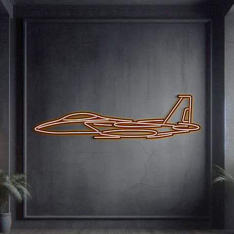 Matte‑finish F‑15 Strike Eagle neon aircraft wall art—iconic aviation heritage gift for retirements or milestone celebrations
