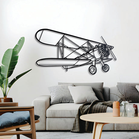 Stearman Model 75 biplane wall décor – sleek steel silhouette ideal for hangar, office, or living space