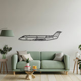 CRJ-200 metal wall décor – precision laser‑cut twin‑engine regional jet profile floating slightly off wall for dimensional and aviation-heritage appeal