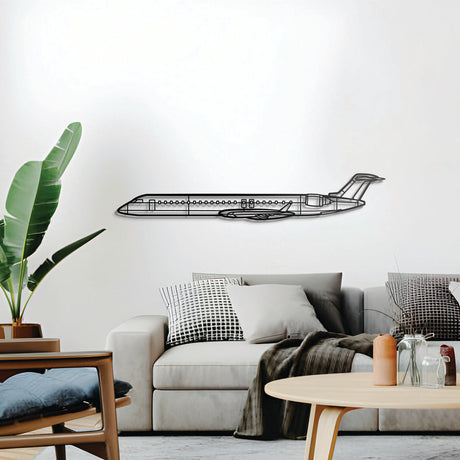 CRJ900 aircraft wall décor, powder-coated textured steel, ready-to-hang modern aviation art