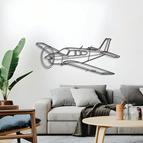 Beechcraft Bonanza F33C silhouette wall décor – powder‑coated metal, ready to hang, floats 1 cm from wall for depth effect
