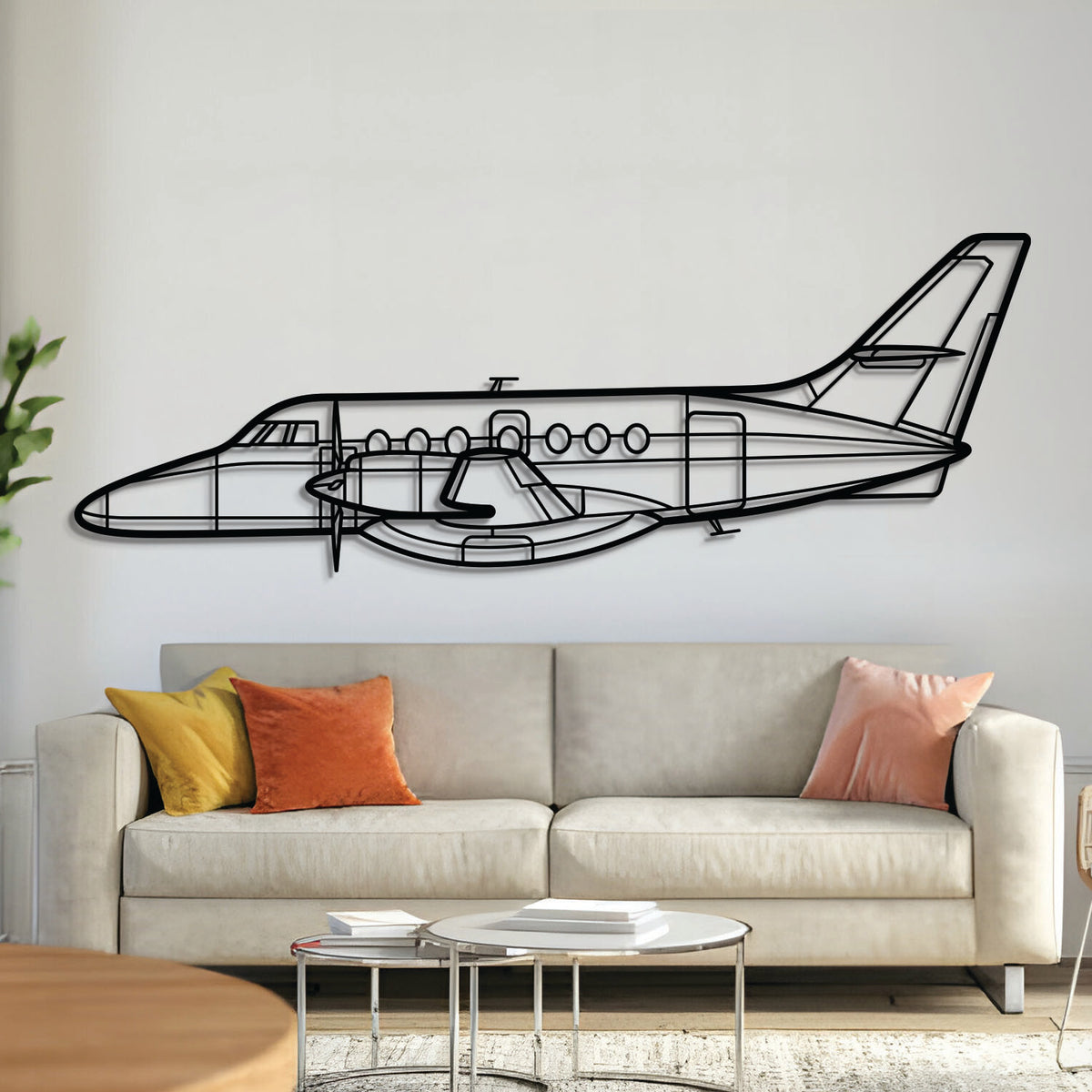 British Aerospace Jetstream 32 twin‑turboprop regional airliner silhouette – laser‑cut 2 mm steel, textured matte powder‑coat finish, ready to hang