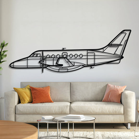 British Aerospace Jetstream 32 twin‑turboprop regional airliner silhouette – laser‑cut 2 mm steel, textured matte powder‑coat finish, ready to hang