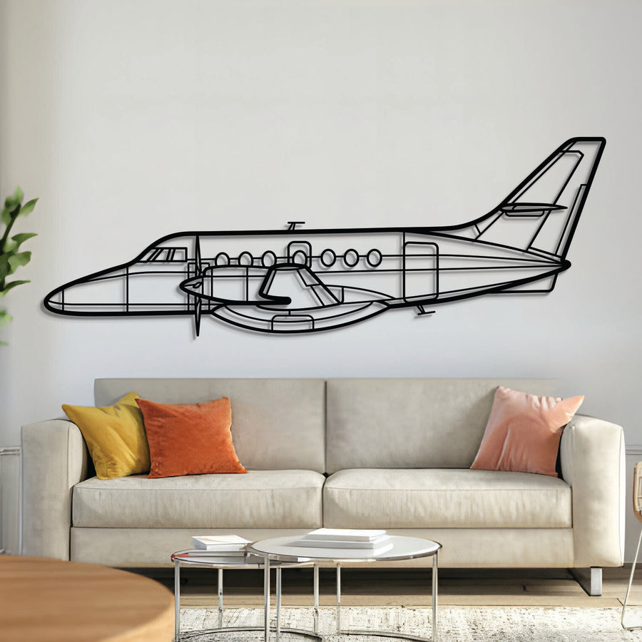 British Aerospace Jetstream 32 twin‑turboprop regional airliner silhouette – laser‑cut 2 mm steel, textured matte powder‑coat finish, ready to hang