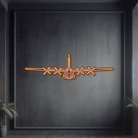 Navigate Craft C‑130H décor, ready-to-hang with vibrant neon frame—perfect avgeek gift for tactical airlift and airborne operations enthusiasts