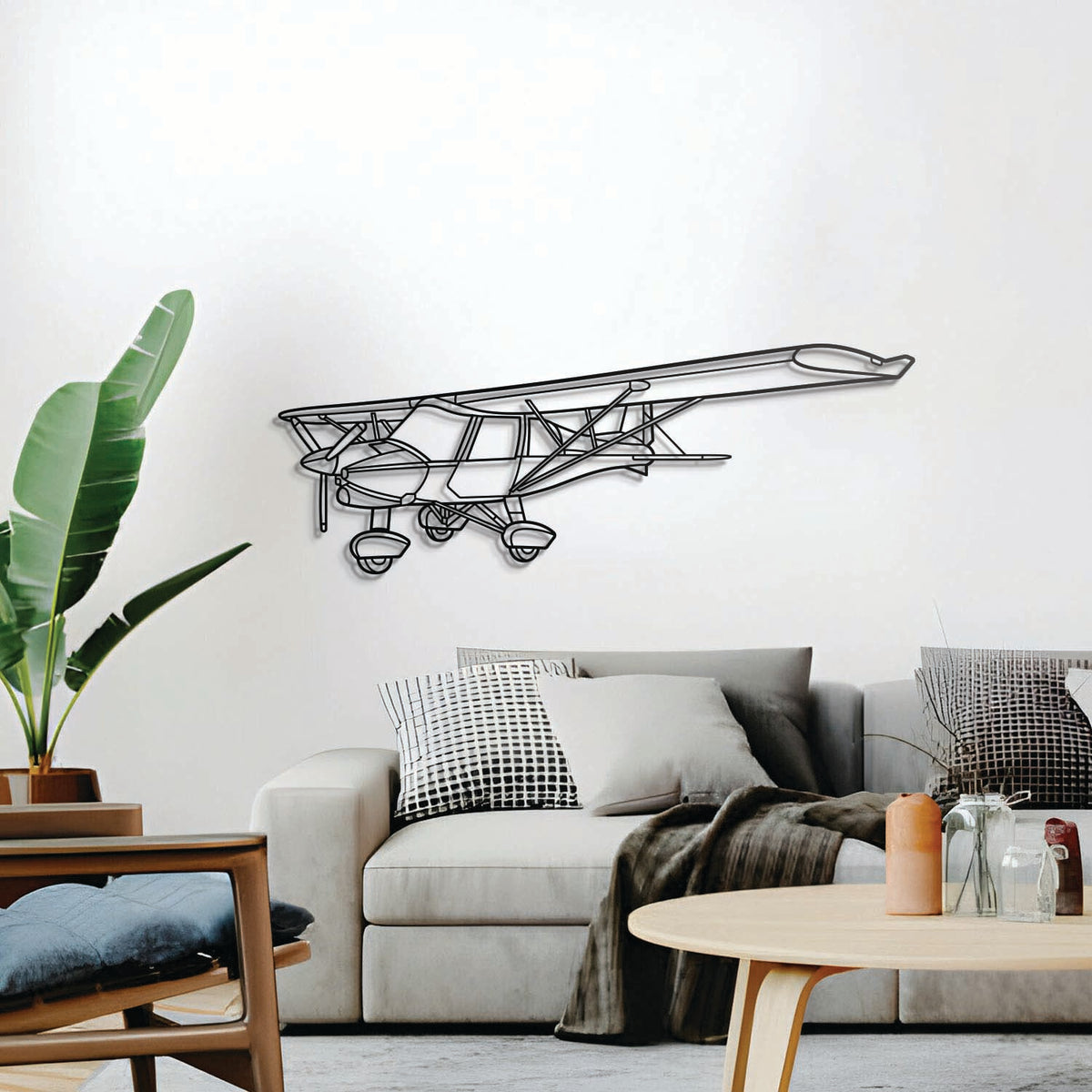 C42B aircraft wall décor, textured matte steel elevated 1 cm for sleek floating aviation design