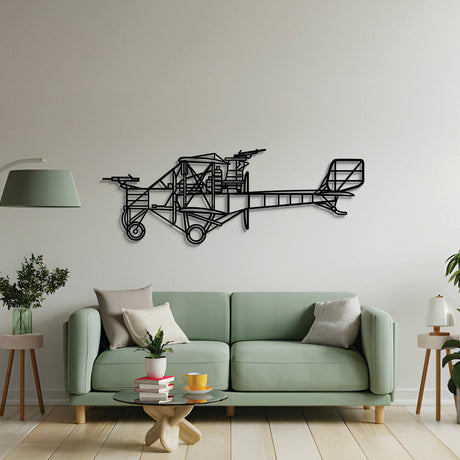 2 mm steel Caproni Ca.3 wall art, powder‑coated matte finish, floats ~1 cm off wall for a compelling 3D effect
