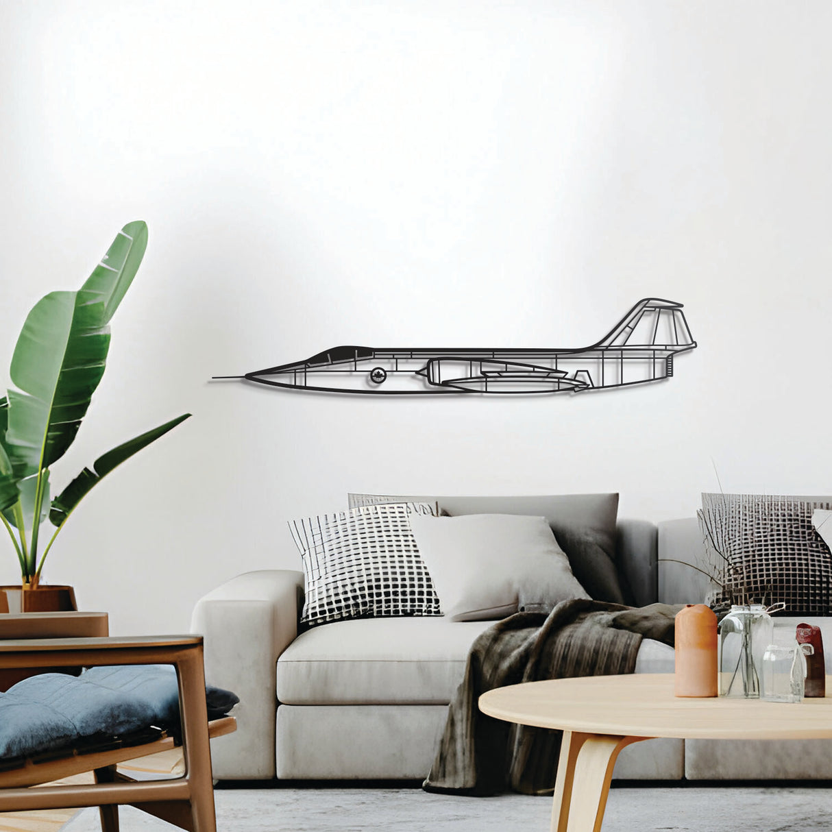 CF‑104 wall décor – elevated 1 cm from the wall using elevation screws for a striking 3D shadow effect of this Mach‑capable Cold War interceptor