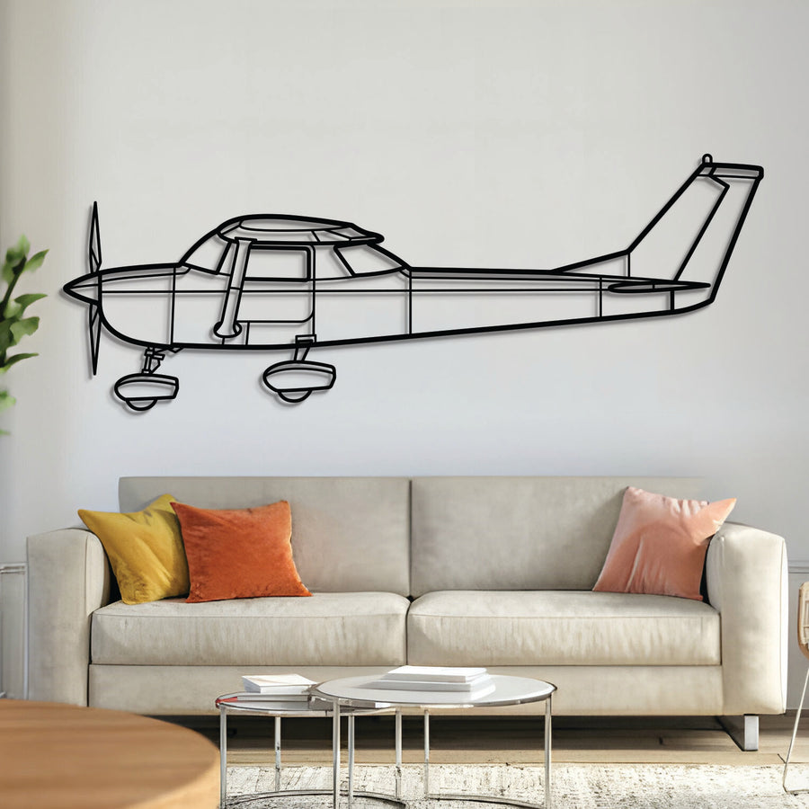 Cessna 150 two‑seat trainer aircraft wall art, laser‑cut textured steel with matte finish