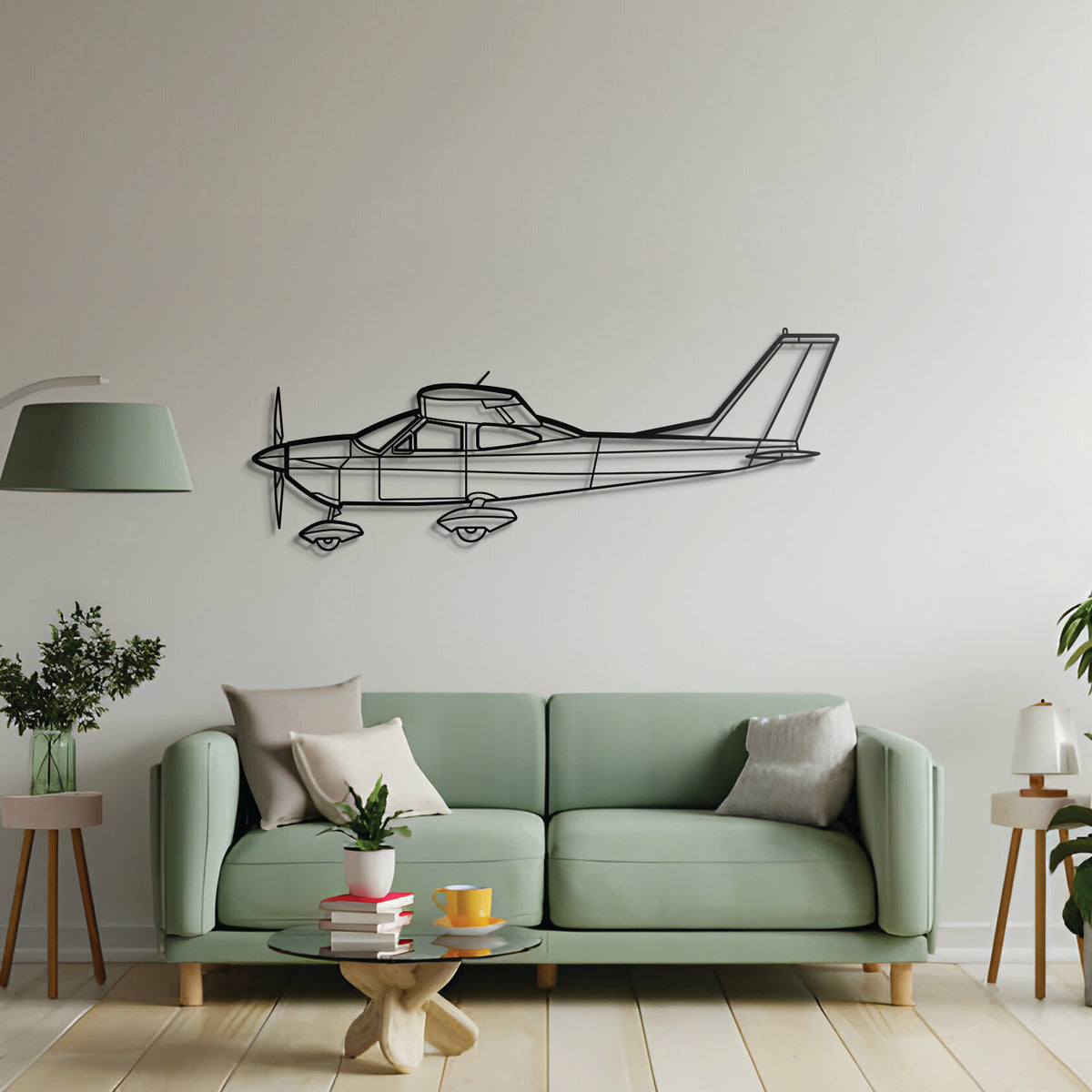 Cessna 177A Cardinal aircraft metal wall decor – precision laser‑cut profile floating slightly off wall for dimensional appeal