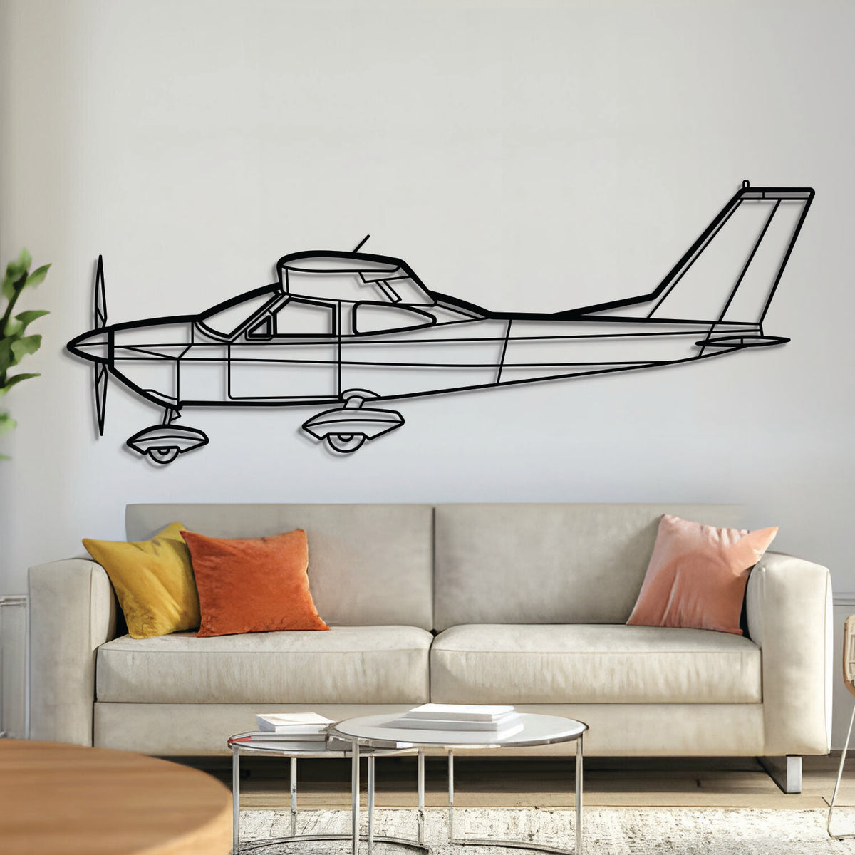 Cessna 177A Cardinal silhouette metal wall art – laser‑cut 2 mm steel, textured matte powder‑coat, ready to hang