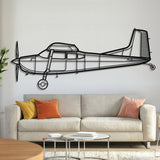 Cessna 180K Skywagon taildragger aircraft metal wall art – laser-cut matte black steel silhouette with 3D floating effect