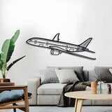 787 Dreamliner angled profile wall décor in textured matte steel for aviation-themed interiors