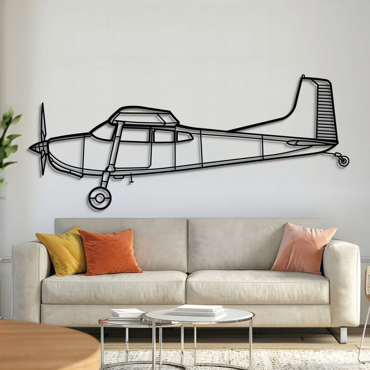 Cessna A185F Skywagon utility bush plane wall art, laser-cut 2 mm textured steel with matte finish