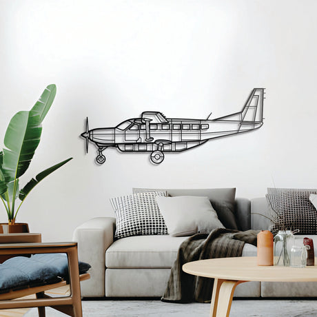 C208B Grand Caravan floatplane silhouette décor, elevated 1 cm from wall, ready-to-hang aviation art