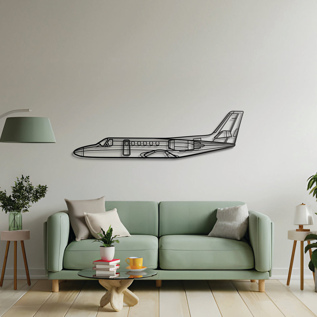 Modern aviation décor: angled Cessna Citation M2 metal wall art for hangars or living spaces