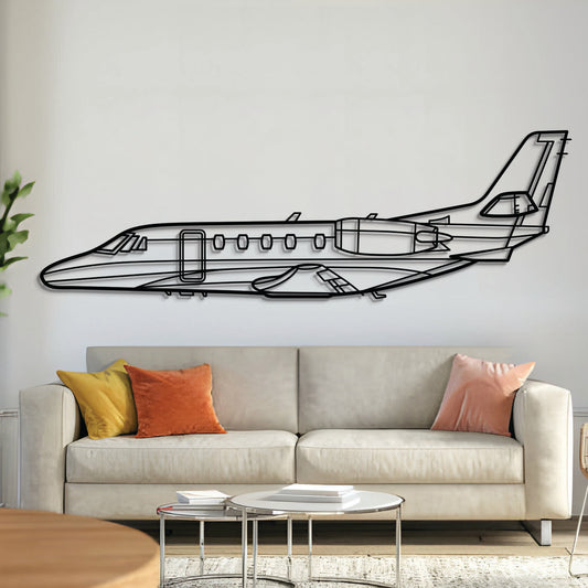 Cessna Citation XLS business jet silhouette — laser-cut black metal wall art with floating 3D effect