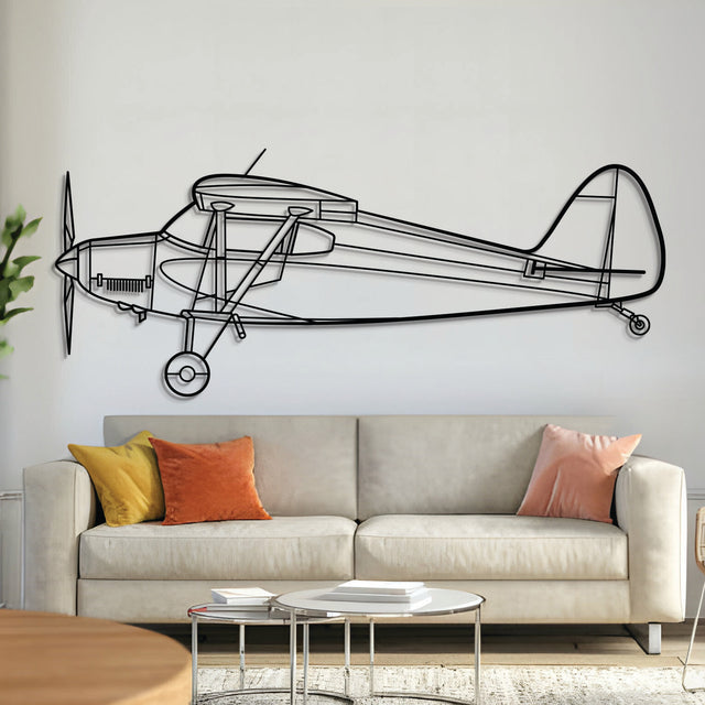 PA-22 Colt metal aircraft wall art, laser-cut 2 mm steel with matte powder coat and floating 3D effect