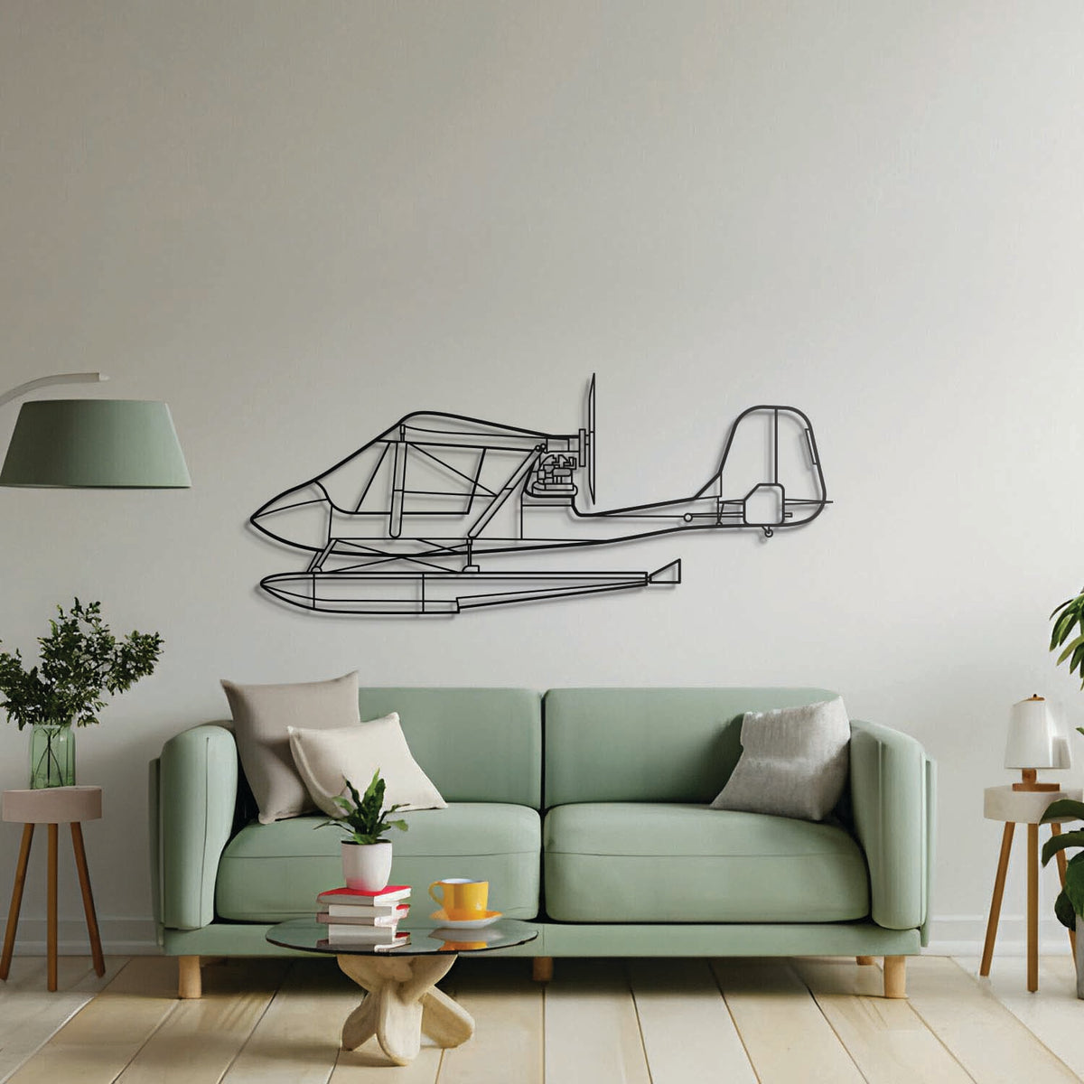 Decorative metal wall art with Challenger aircraft silhouette for hallway or bedroom