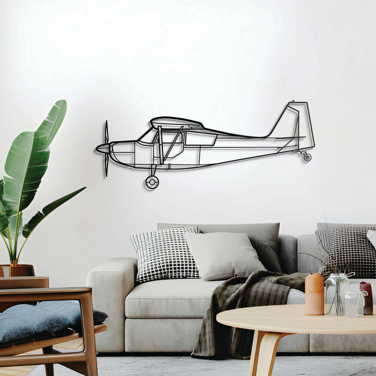 Ready‑to‑hang Bellanca Champion 7ECA aircraft wall decor, textured dyed steel—ideal gift for aviation enthusiasts