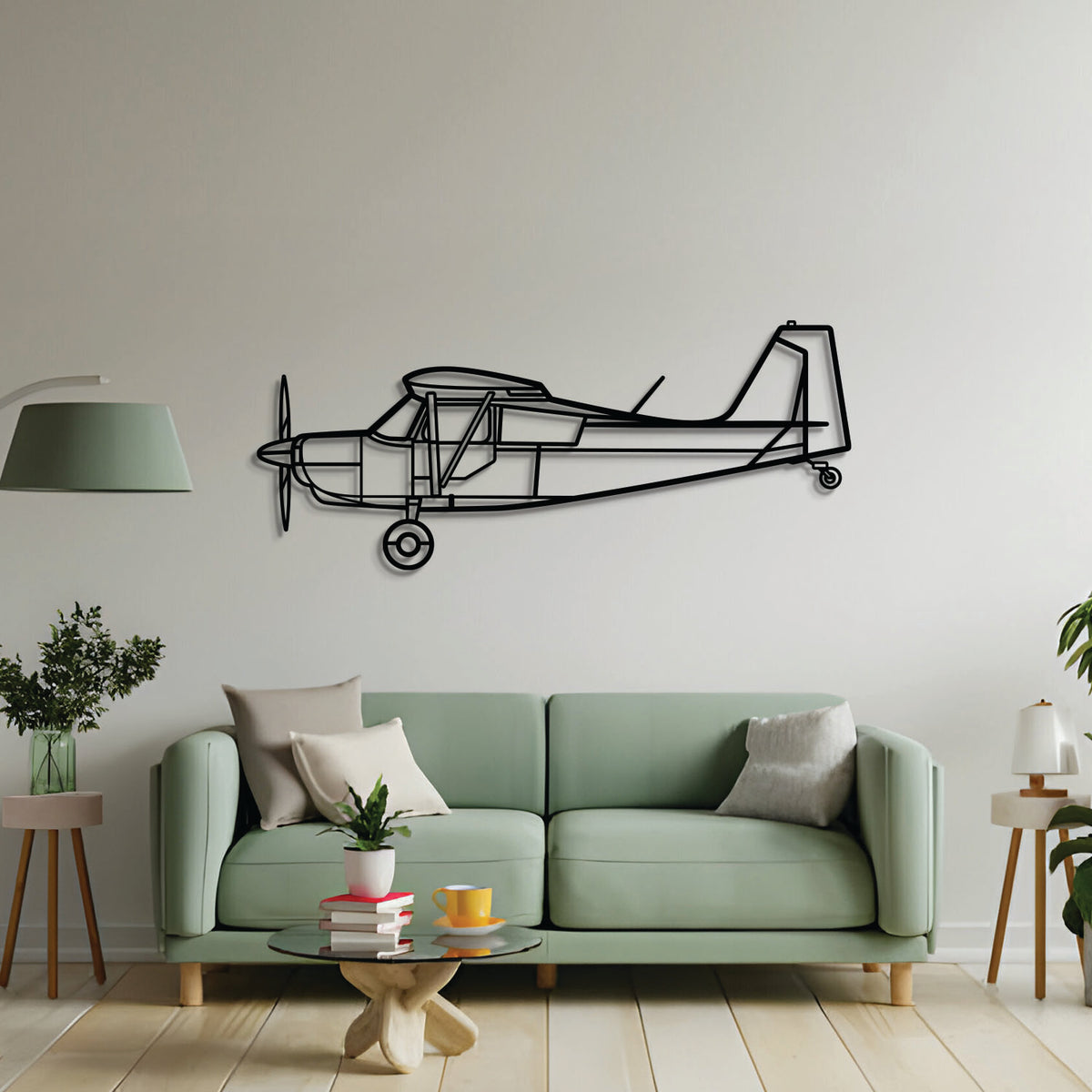 2 mm steel Citabria Explorer wall art, powder‑coated matte finish, floats ~1 cm off wall for dramatic 3D look