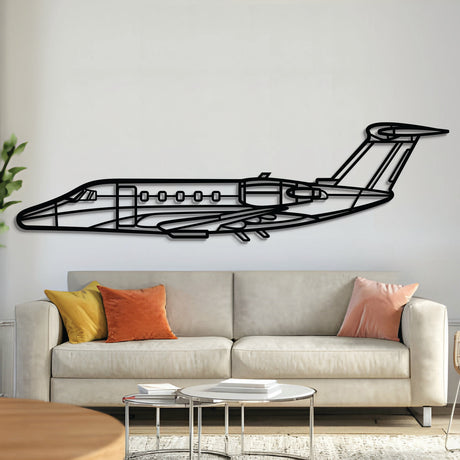 Cessna Citation 650 midsize business jet silhouette wall art, laser-cut 2 mm steel with matte textured finish and 3D elevation