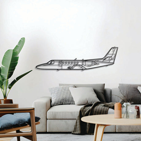 Citation V wall décor, textured matte steel elevated 1 cm for sleek floating aviation design